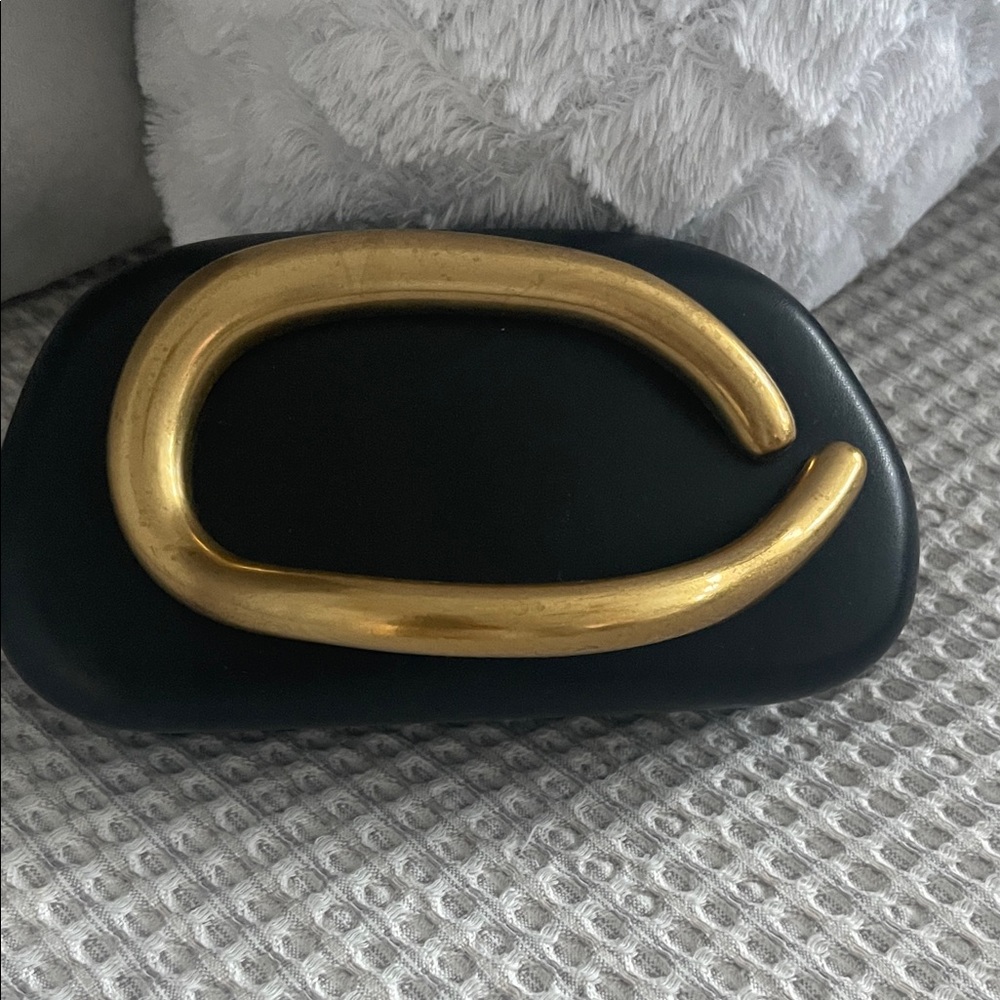 Chic Black Clutch with Gold Detail